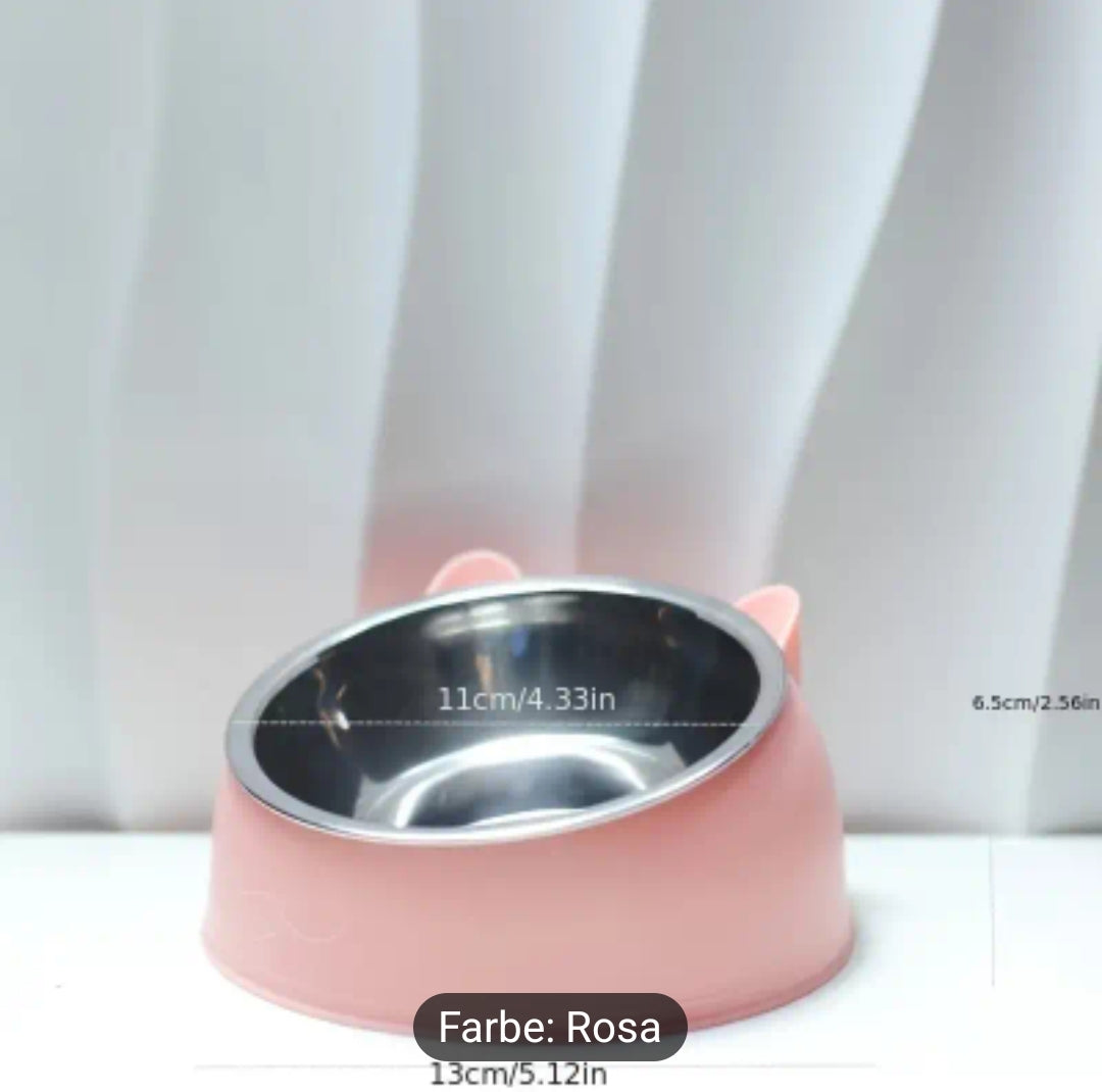 Ergonomische Futternapf für Katzen - 2 Stück aus Edelstahl " Rosa "