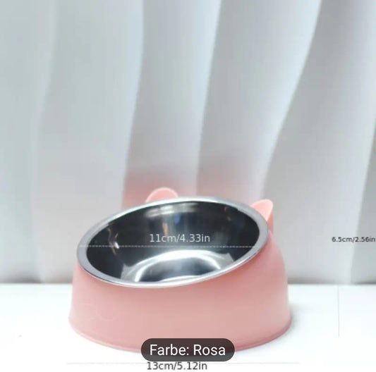 Ergonomische Futternapf für Katzen - 2 Stück aus Edelstahl " Rosa "