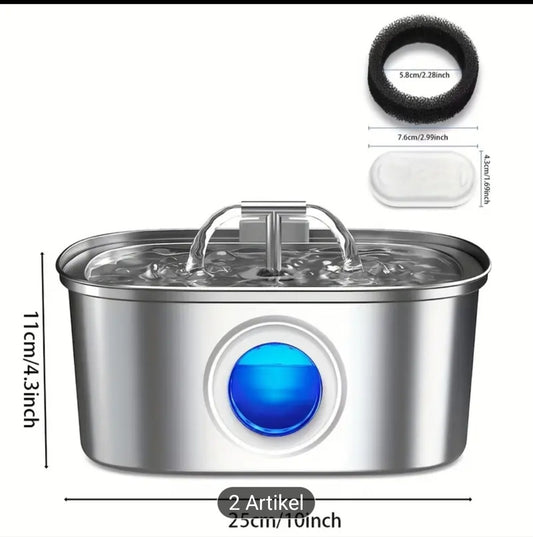 Trinkbrunnen für Katzen & Hunde Edelstahl 2.2l