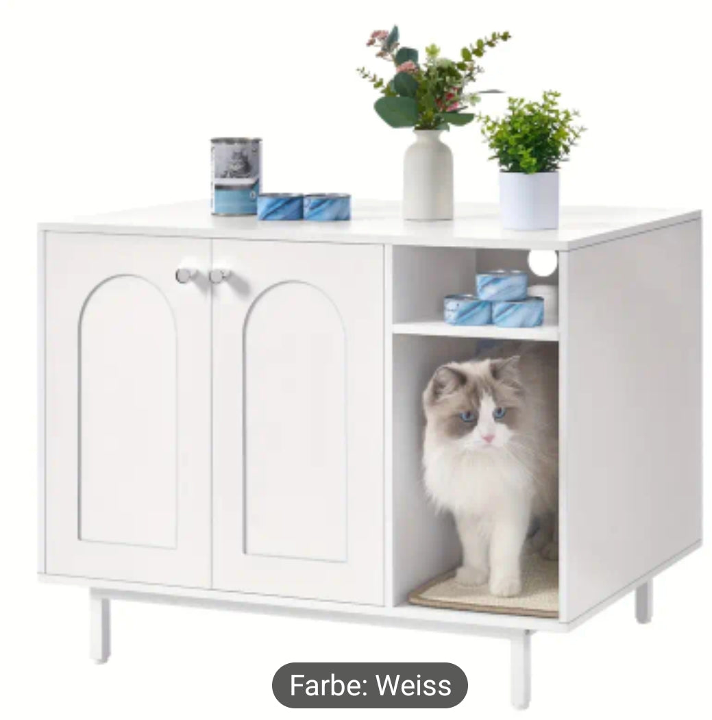 Kommode mit Katzentoilette oder Schlafmöglichkeit in Weiss