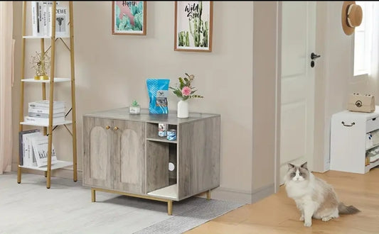 Kommode mit Katzentoilette oder Schlafmöglichkeit in Grau