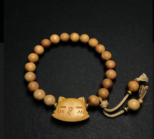 Handgefertigtes Katzen Armband aus echten Sandelholz " Limitierte Auflage'