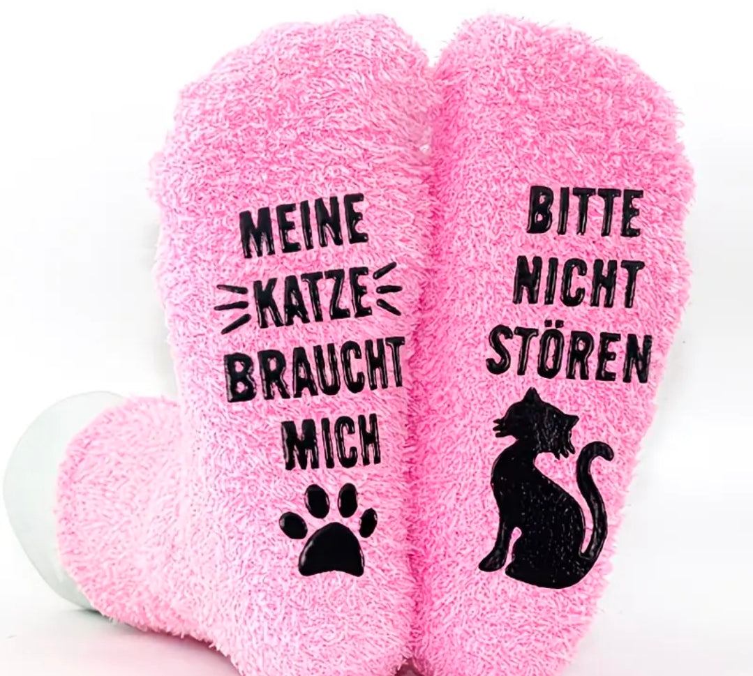 2 Paar Katzen Kuschelsocken in Rosa