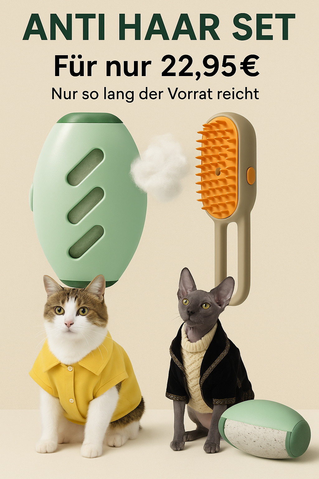 Anti Haar Set " Dampfbürste & Ewige Fusselrolle