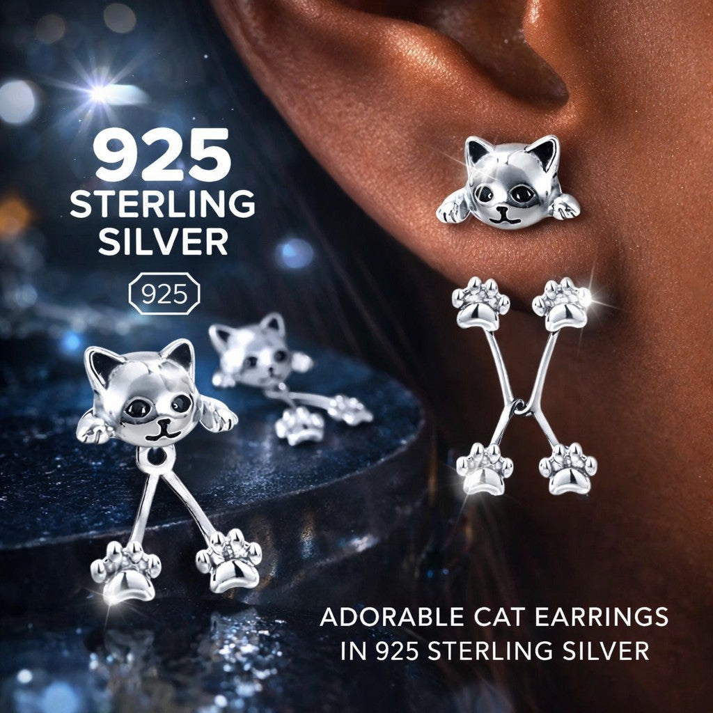 Katzen Ohrringe 925er Silber