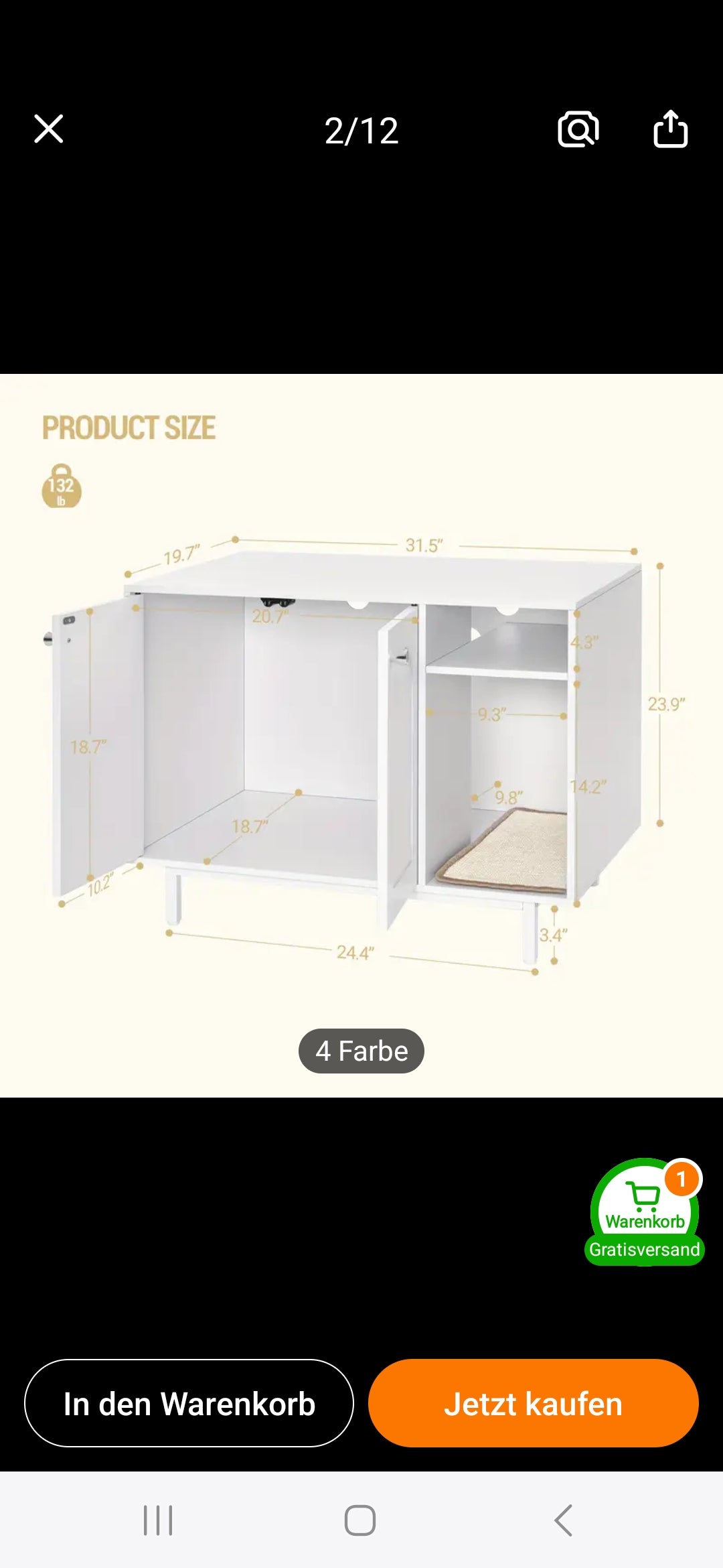 Kommode mit Katzentoilette oder Schlafmöglichkeit in Grau