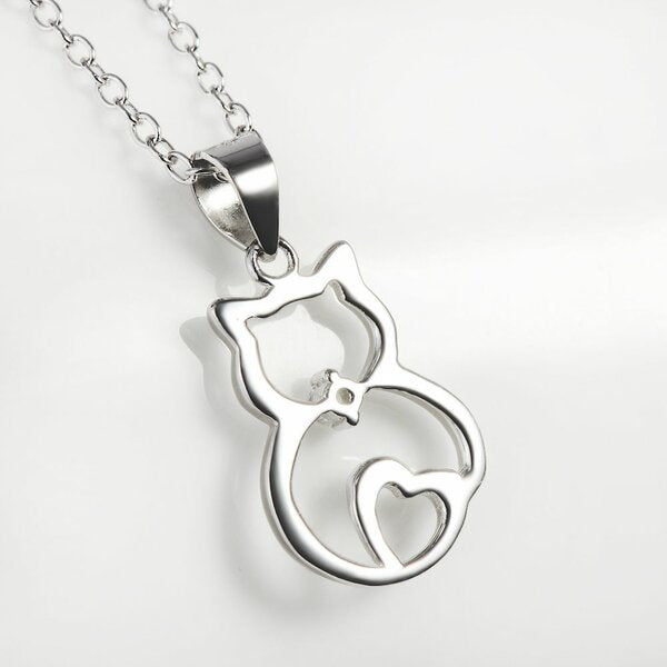 Anhänger Kätzchen mit Herz  925 Silber mit Zirkonia

inkl. Gliederkette