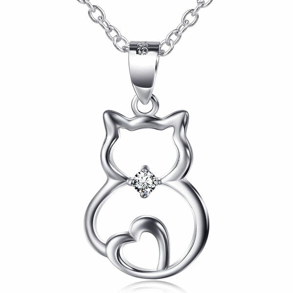 Anhänger Kätzchen mit Herz  925 Silber mit Zirkonia

inkl. Gliederkette