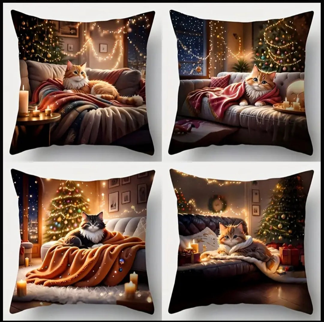 Sofa Deko Katzen Weihnachtskissen