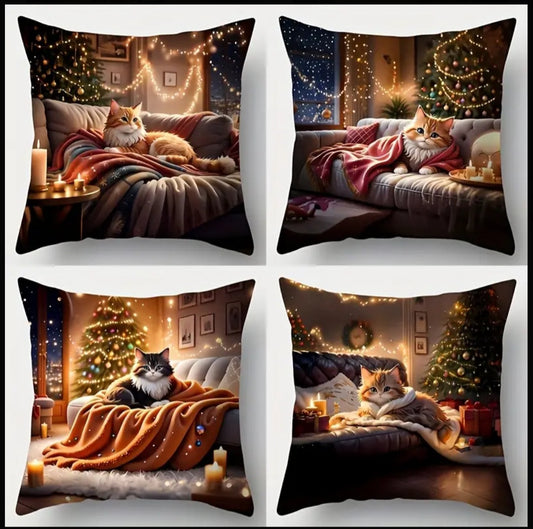 Sofa Deko Katzen Weihnachtskissen
