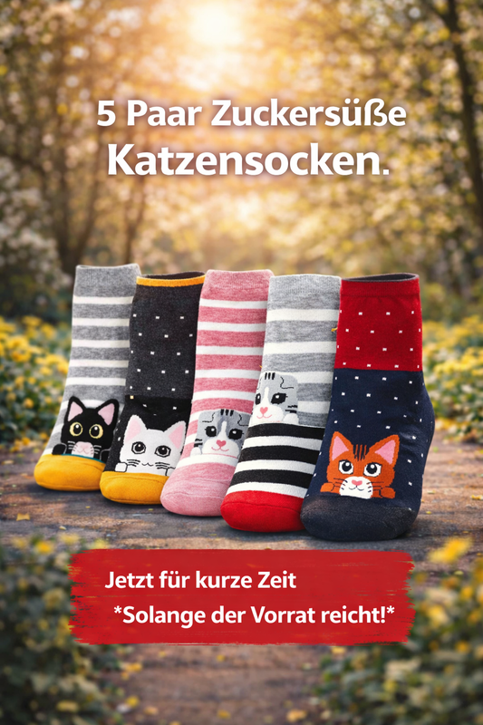 5 Paar Damen Katzensocken