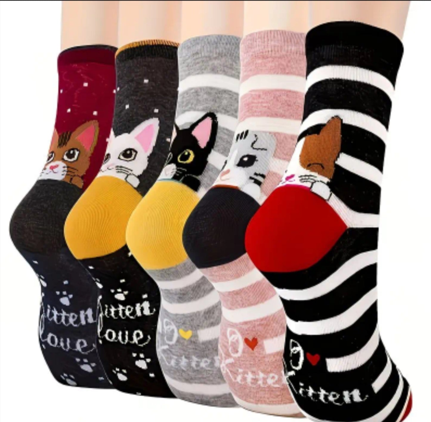 5 Paar Damen Katzensocken