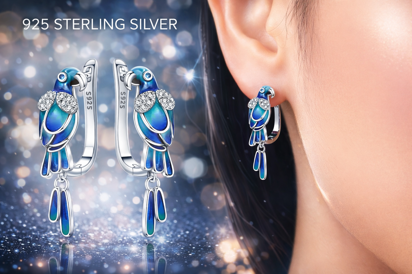 Papageien  Ohrringe 925er Silber